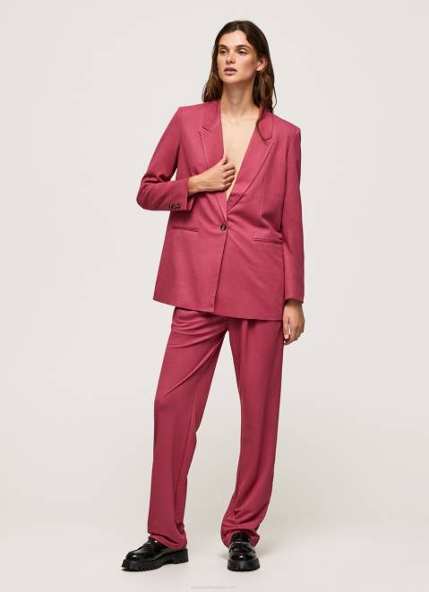 Pepe Jeans Plain Blazer With Shoulder Pads Women Dark Blush Z22X112