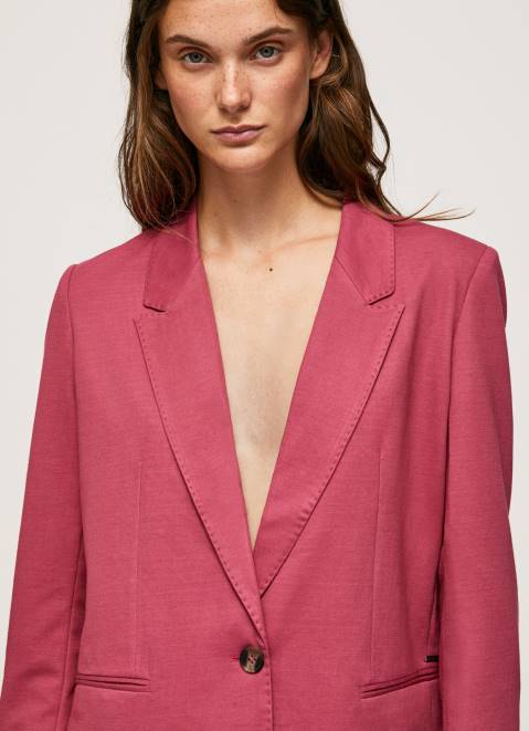 Pepe Jeans Plain Blazer With Shoulder Pads Women Dark Blush Z22X112