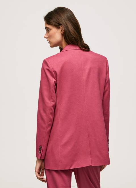 Pepe Jeans Plain Blazer With Shoulder Pads Women Dark Blush Z22X112