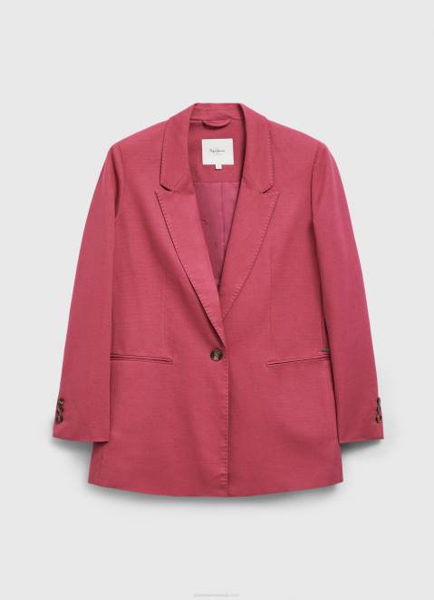 Pepe Jeans Plain Blazer With Shoulder Pads Women Dark Blush Z22X112