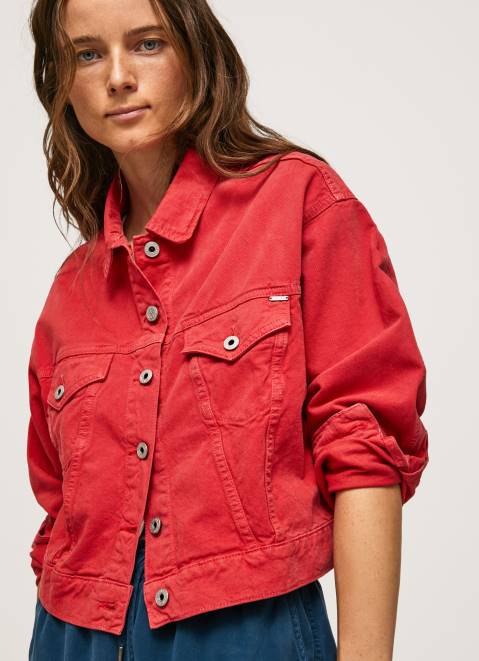 Pepe Jeans Regular Fit Denim Jacket Women Studio Red Z22X141