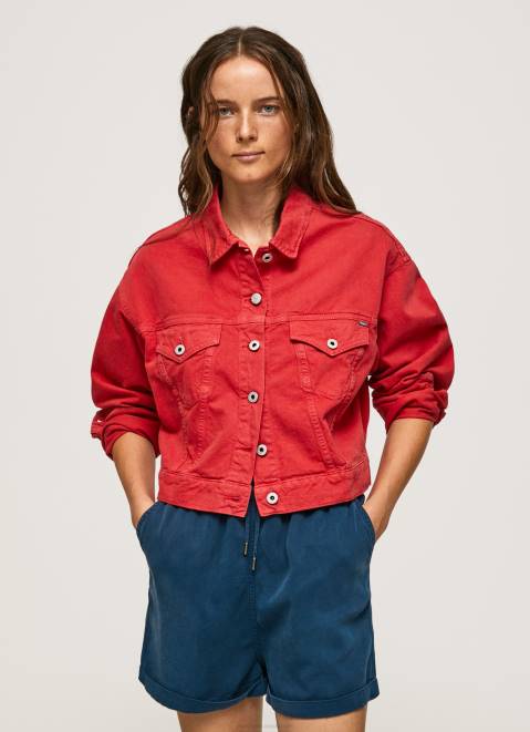 Pepe Jeans Regular Fit Denim Jacket Women Studio Red Z22X141