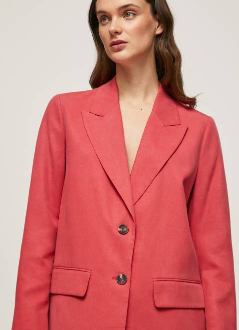 Pepe Jeans Relaxed Fit Linen Blazer Women Studio Red Z22X109