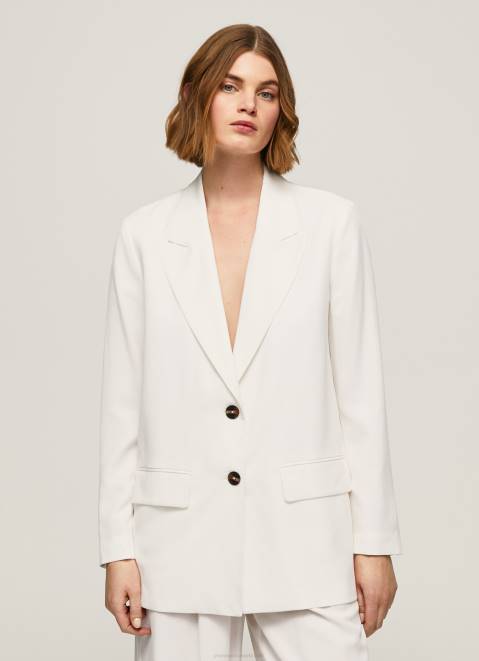 Pepe Jeans Relaxed Fit Linen Blazer Women White Z22X110