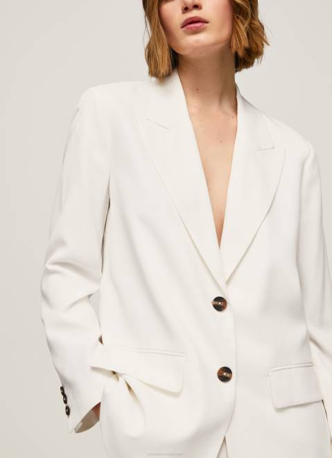 Pepe Jeans Relaxed Fit Linen Blazer Women White Z22X110