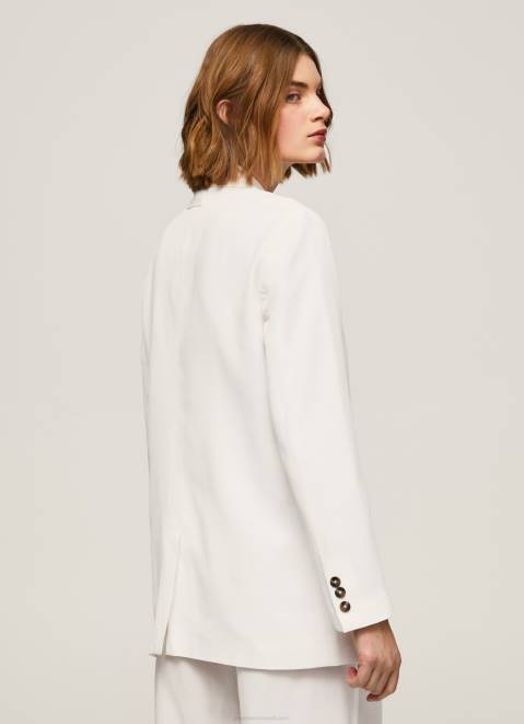 Pepe Jeans Relaxed Fit Linen Blazer Women White Z22X110