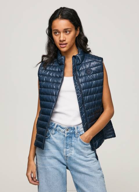 Pepe Jeans Rubber Patch Logo Padded Waistcoat Women Dulwich Z22X118
