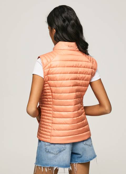 Pepe Jeans Rubber Patch Logo Padded Waistcoat Women Peach Z22X133