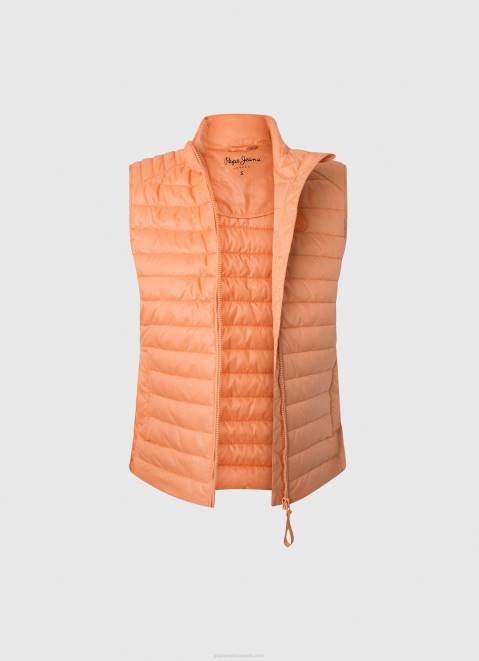 Pepe Jeans Rubber Patch Logo Padded Waistcoat Women Peach Z22X133
