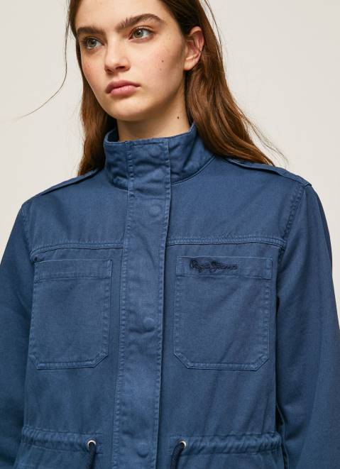 Pepe Jeans Union Jack Print Cotton Parka Women Ocean Z22X127