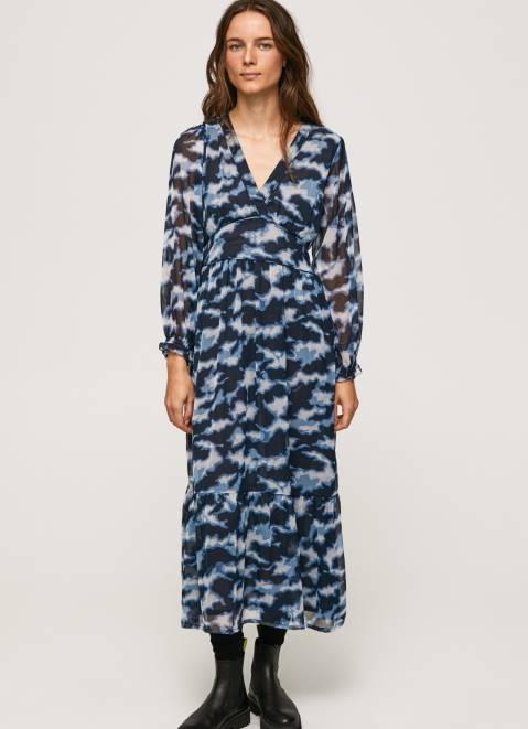 Pepe Jeans Blita Printed Midi Dress Women Multi Z22X194