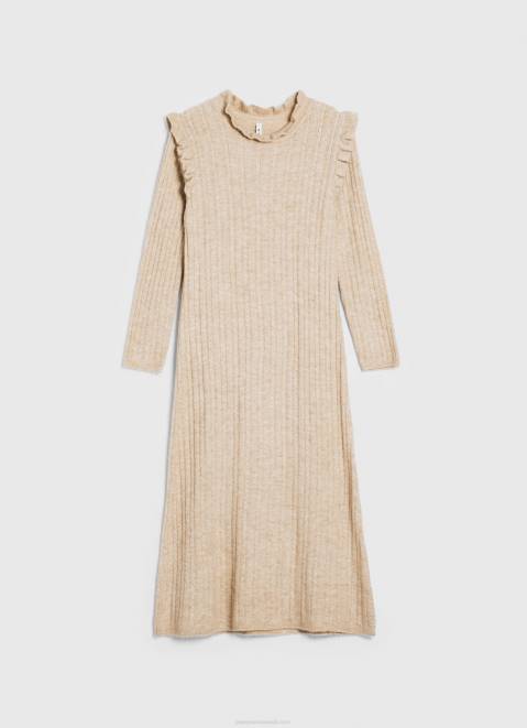 Pepe Jeans Cable Knit Midi Dress Women Buff Z22X206
