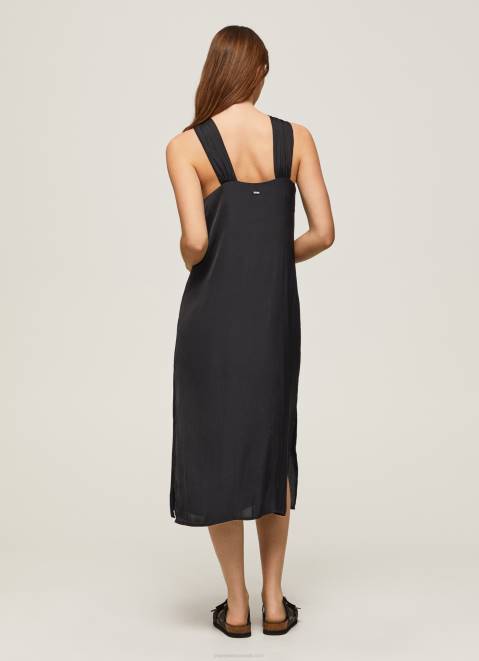 Pepe Jeans Casey Plain Satin Dress Women Black Z22X186