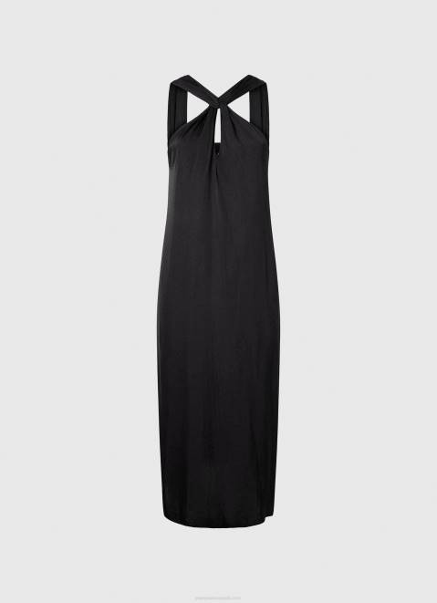 Pepe Jeans Casey Plain Satin Dress Women Black Z22X186