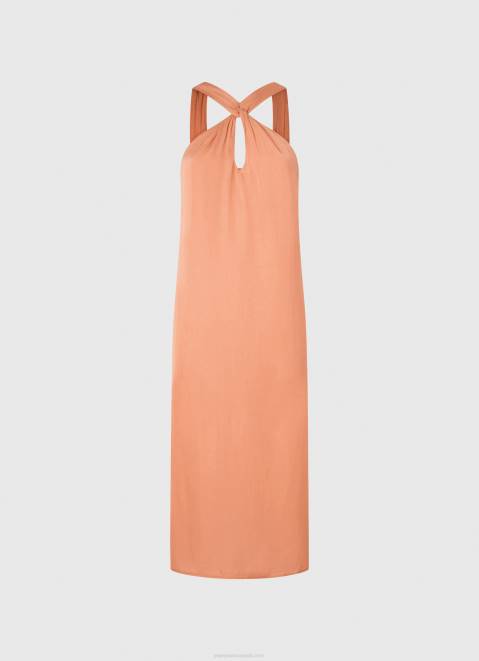Pepe Jeans Casey Plain Satin Dress Women Peach Z22X187