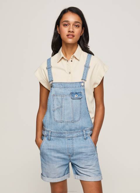 Pepe Jeans Cotton Denim Short Dungarees Women Denim Z22X175