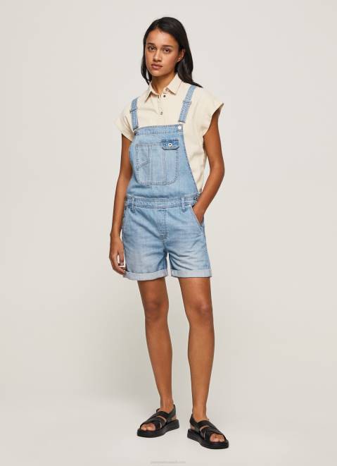 Pepe Jeans Cotton Denim Short Dungarees Women Denim Z22X175