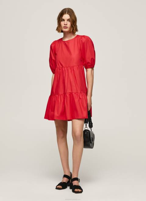 Pepe Jeans Cotton Poplin Dress Women Studio Red Z22X146