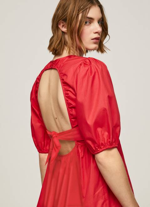 Pepe Jeans Cotton Poplin Dress Women Studio Red Z22X146