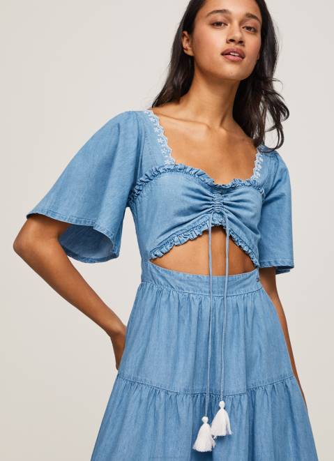 Pepe Jeans Denim Dress Women Blue Z22X163