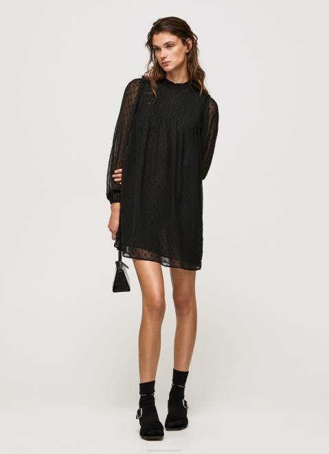 Pepe Jeans Dot-Print Mini Dress Women Black Z22X207