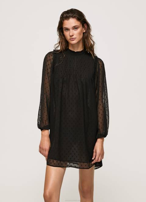 Pepe Jeans Dot-Print Mini Dress Women Black Z22X207