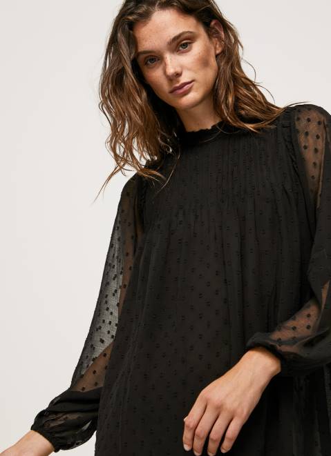 Pepe Jeans Dot-Print Mini Dress Women Black Z22X207
