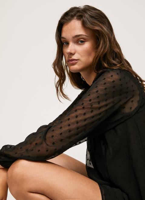 Pepe Jeans Dot-Print Mini Dress Women Black Z22X207