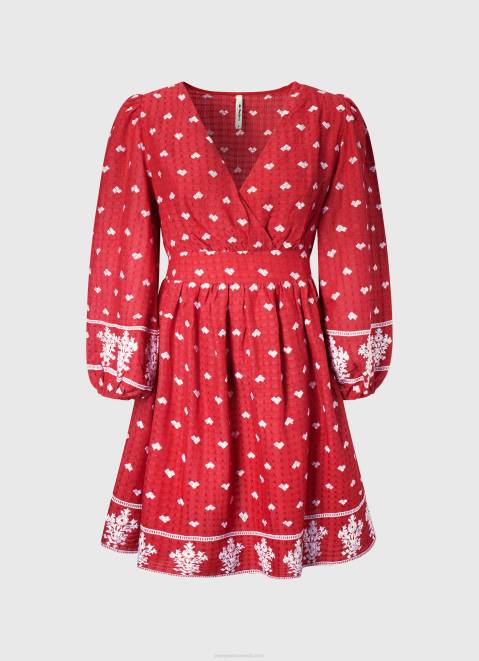 Pepe Jeans Dress With Embroidered Details Women Studio Red Z22X216