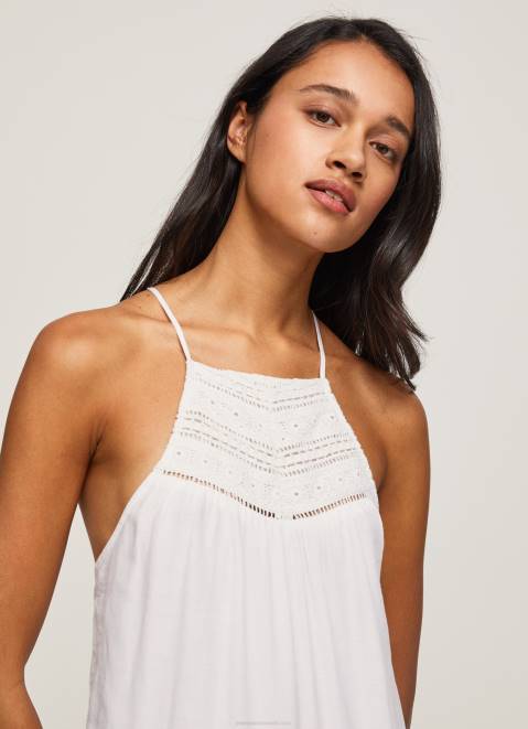 Pepe Jeans Dress With Embroidered Details Women White Z22X219