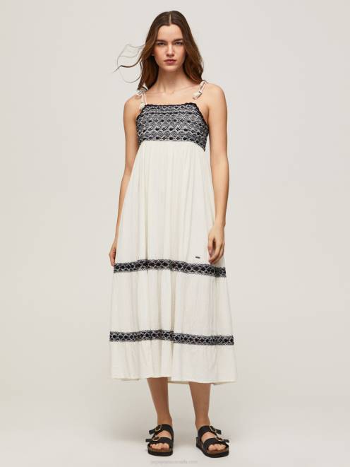 Pepe Jeans Embroidered Cotton Dress Women Mousse Z22X189