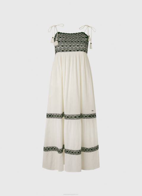 Pepe Jeans Embroidered Cotton Dress Women Mousse Z22X189