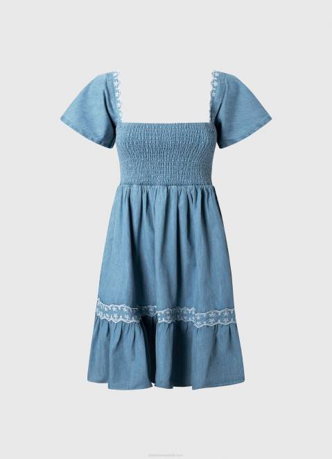 Pepe Jeans Embroidered Denim Dress Women Blue Z22X164