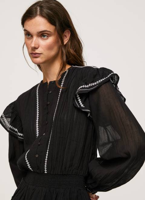 Pepe Jeans Embroidered Detailing Mini Dress Women Black Z22X190