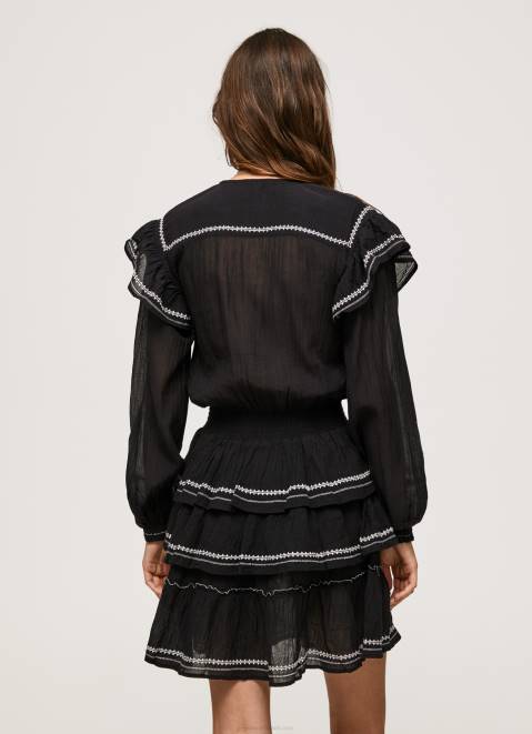 Pepe Jeans Embroidered Detailing Mini Dress Women Black Z22X190