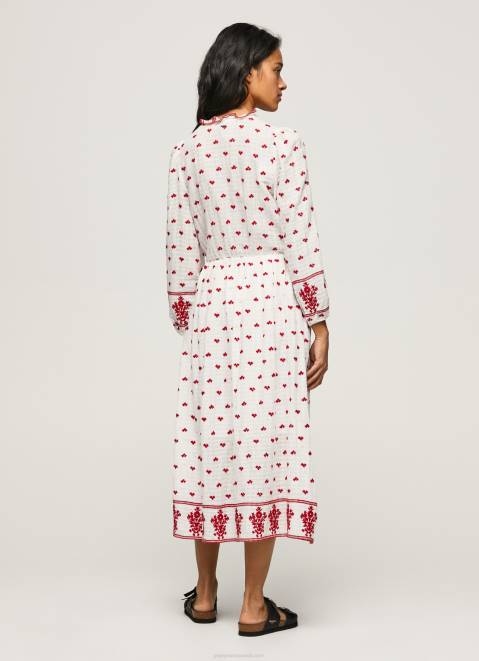 Pepe Jeans Embroidered Folk Dress Women White Z22X149