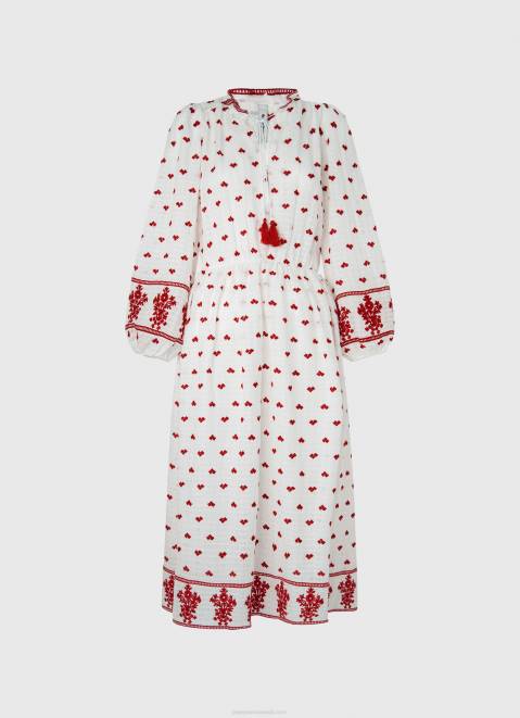 Pepe Jeans Embroidered Folk Dress Women White Z22X149