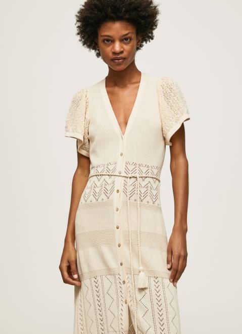 Pepe Jeans Faye Fine Knited Dress Women Buttermilk Z22X151
