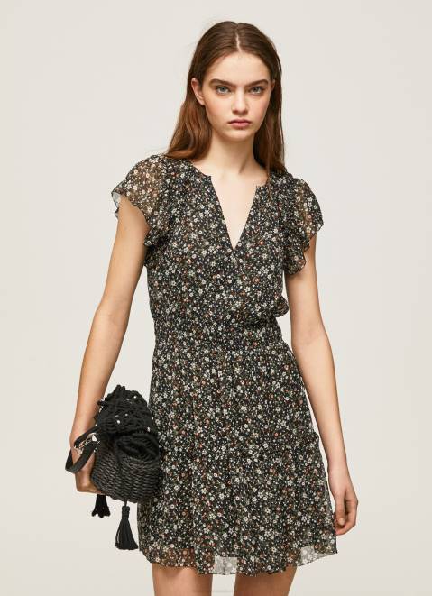 Pepe Jeans Floral Chiffon Dress Women Multi Z22X171