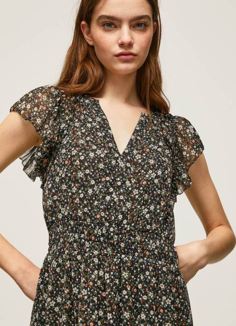Pepe Jeans Floral Chiffon Dress Women Multi Z22X171