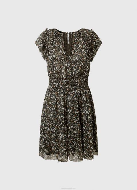 Pepe Jeans Floral Chiffon Dress Women Multi Z22X171