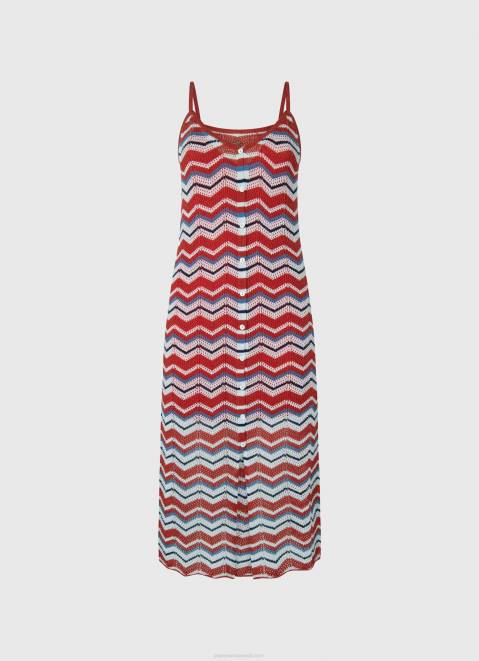 Pepe Jeans Frida Zig-Zag Knit Dress Women Studio Red Z22X170