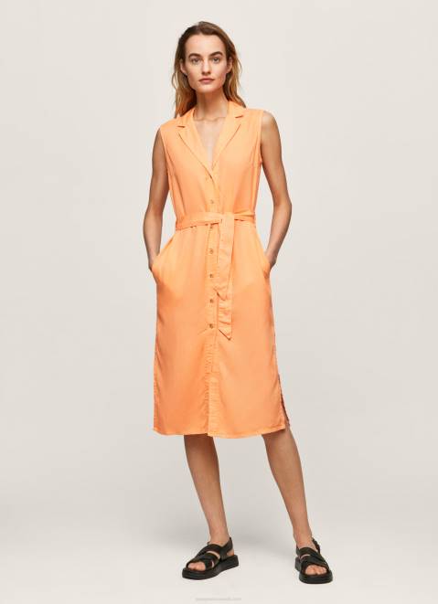 Pepe Jeans Lapel Collar Dress Women Peach Z22X212