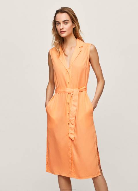 Pepe Jeans Lapel Collar Dress Women Peach Z22X212