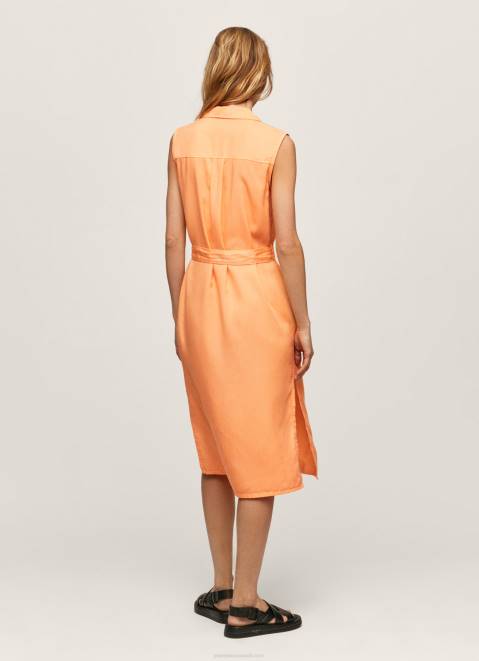 Pepe Jeans Lapel Collar Dress Women Peach Z22X212