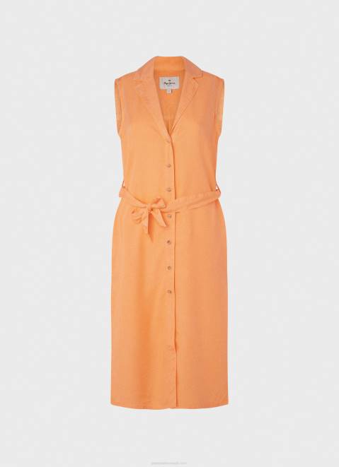 Pepe Jeans Lapel Collar Dress Women Peach Z22X212