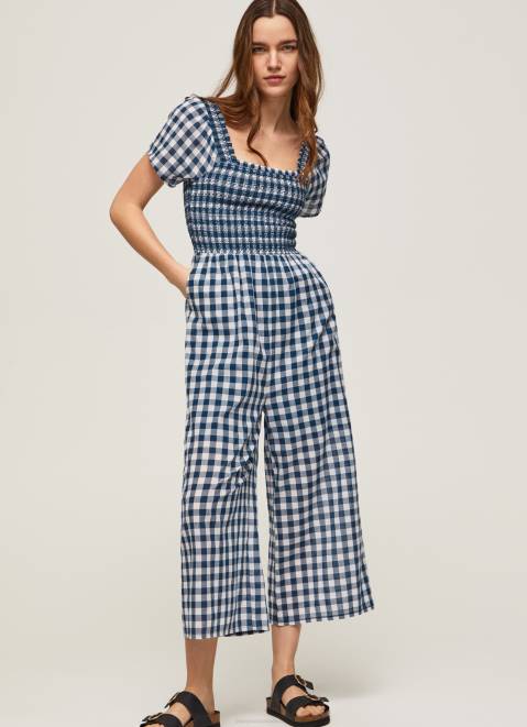 Pepe Jeans Long Checkered Print Jumpsuit Women Multi Z22X185