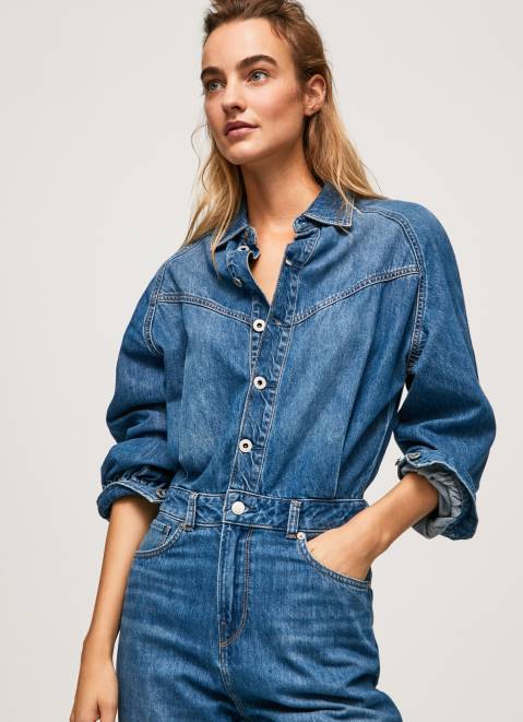 Pepe Jeans Long Cotton Denim Jumpsuit Women Denim Z22X147