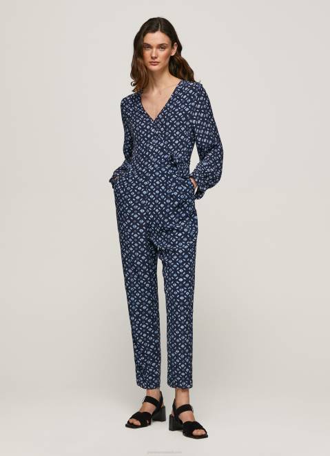 Pepe Jeans Long Jumpsuit With Geometric Print Women Multi Z22X199