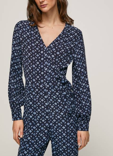 Pepe Jeans Long Jumpsuit With Geometric Print Women Multi Z22X199